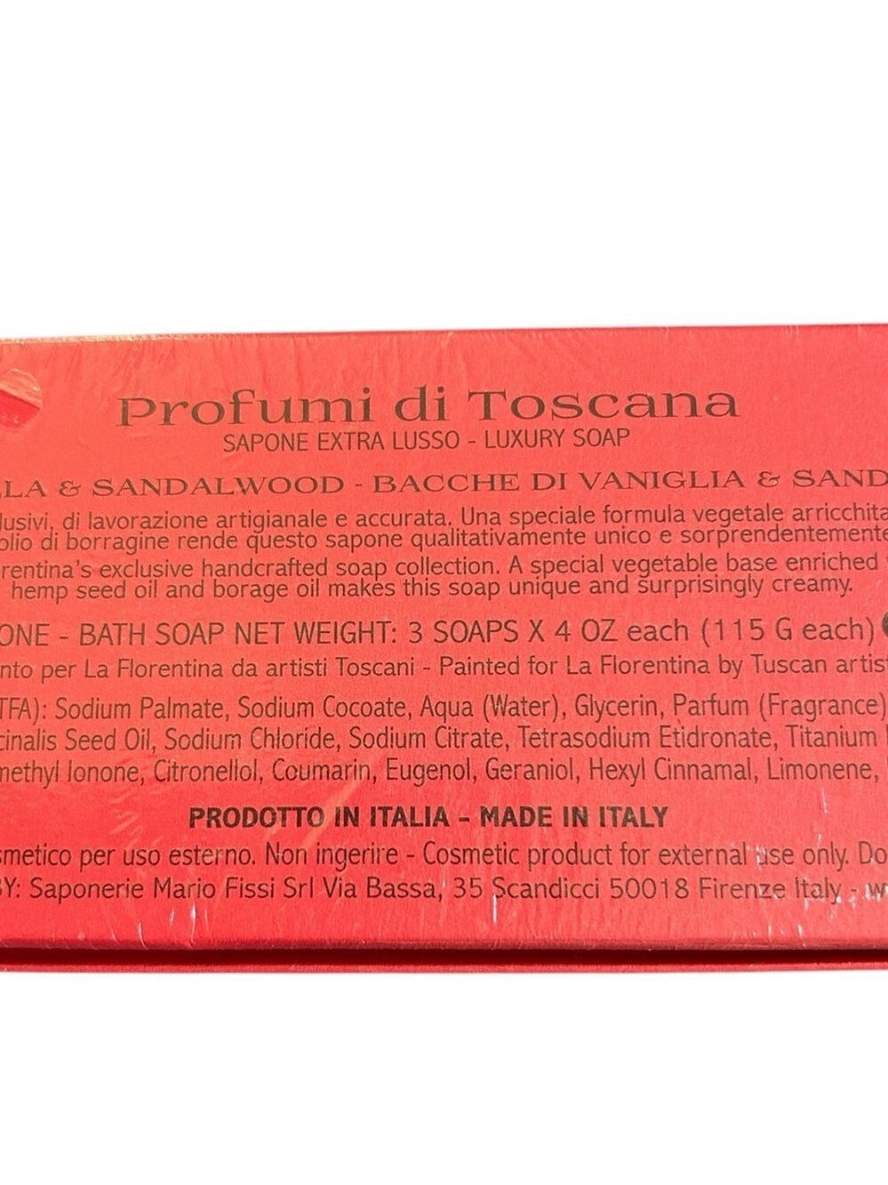 La Florentina Vanilla Sandlewood Bar Luxury Soap Set of 3 Made in Italy - Picture 5 of 7